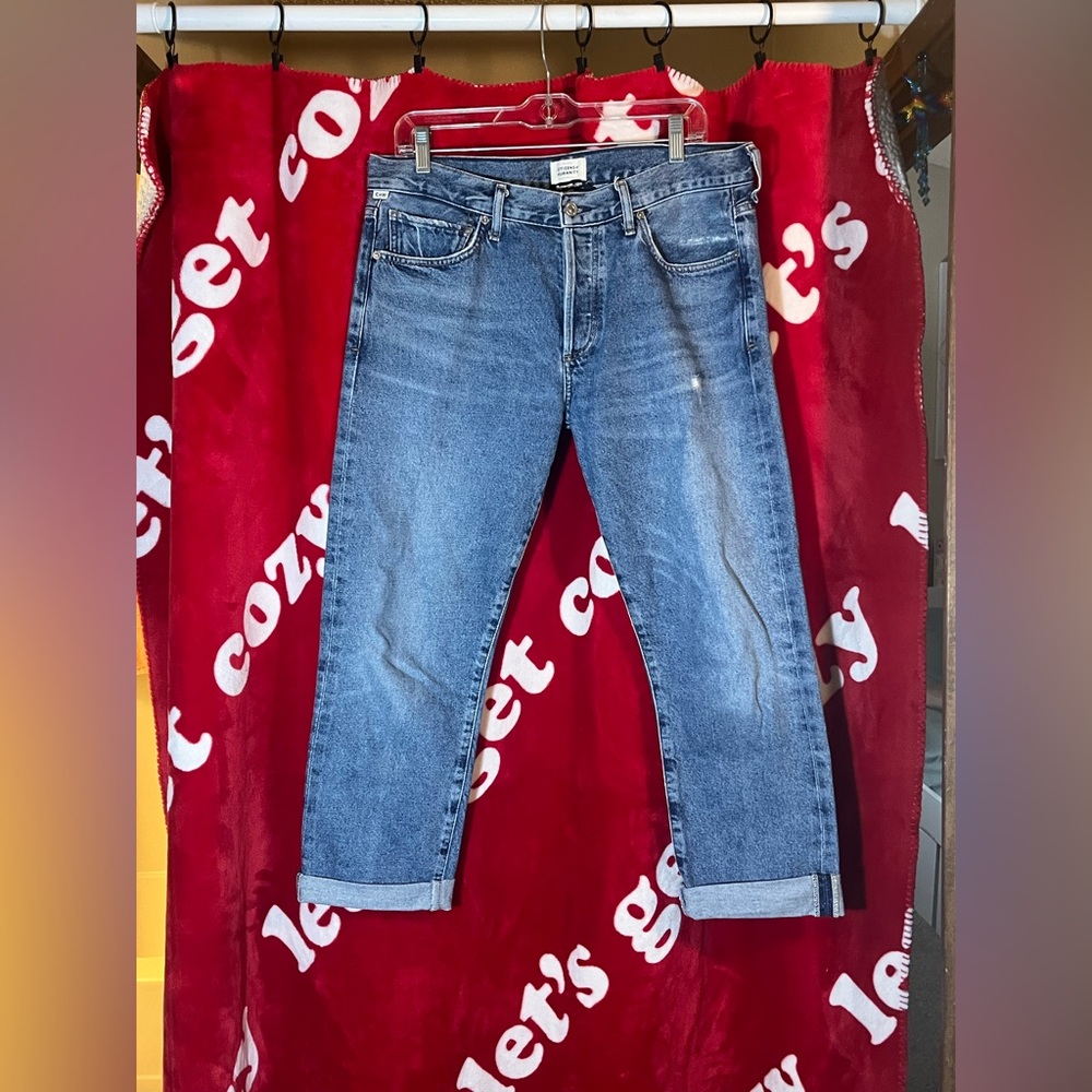 GWP! Citizens Of Humanity Cuffed Emerson Crop Blue Straight Leg Jeans Size 29